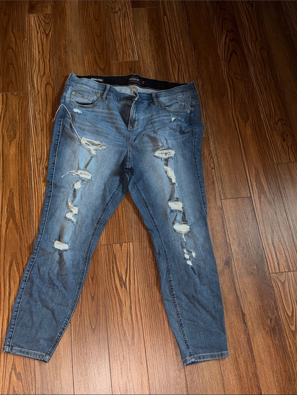 torrid Distressed Light Blue Straight-Leg Jeans